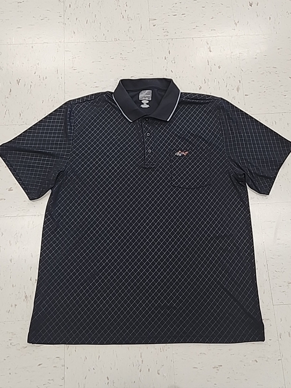 Greg Norman for Tasso Elba Black Gray Diamond Argyle Golf Polo Men's Size XXL